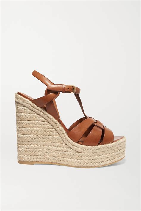 ysl tribute sale saks|Tribute Leather Espadrille Wedge Sandals .